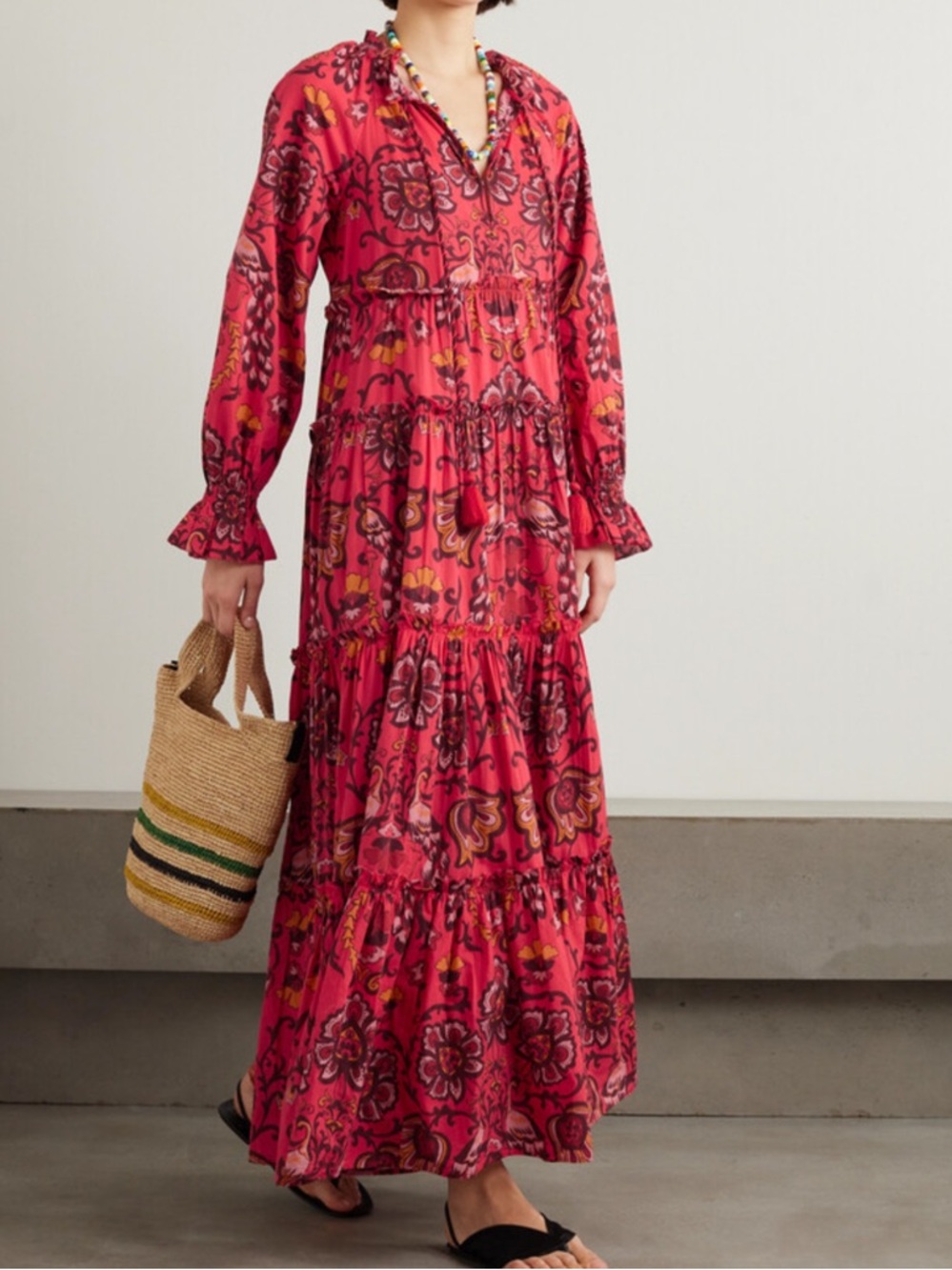 Cara Cara Pink Floral Tiered Maxi Dress